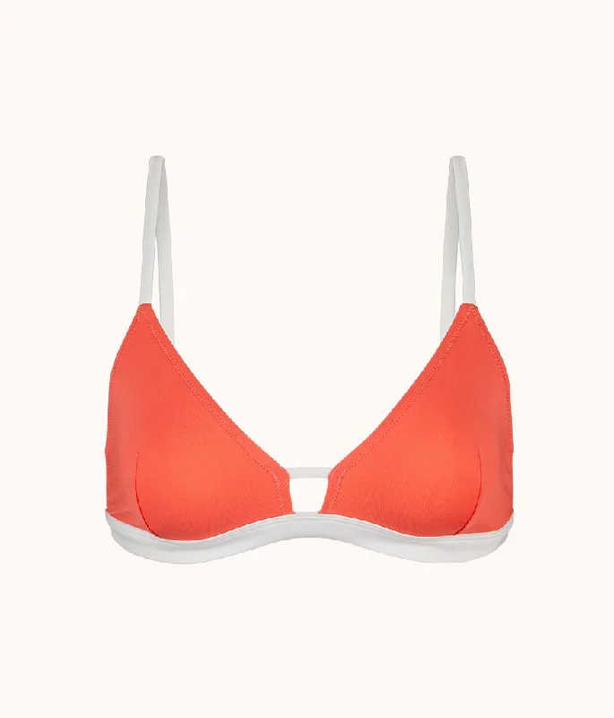 Plus Size Women's Ruched Swim Tops in Green for a Comfortable and Stylish Beach OutfitThe Swim Bralette: Coral/White Plus Size Women's Ruched Swim Tops in Green for a Comfortable and Stylish Beach OutfitThe Swim Bralette: Coral/White