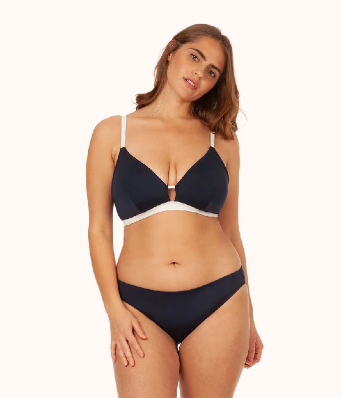 Women's Mesh - Inserted Swim Tops in Black for a Sexy and Modern Beach EnsembleThe Swim Busty Bralette: Navy/White Women's Mesh - Inserted Swim Tops in Black for a Sexy and Modern Beach EnsembleThe Swim Busty Bralette: Navy/White