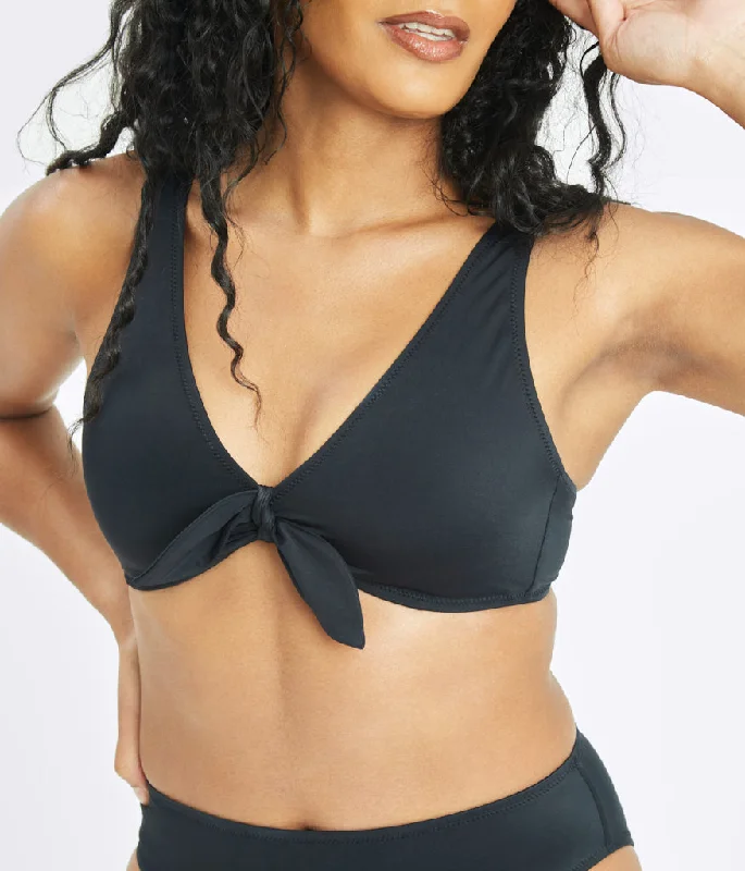 Women's Cut - Out Swim Tops in White with Geometric Shapes for an Edgy Beach StyleThe Swim Plunge Bralette: Jet Black Women's Cut - Out Swim Tops in White with Geometric Shapes for an Edgy Beach StyleThe Swim Plunge Bralette: Jet Black