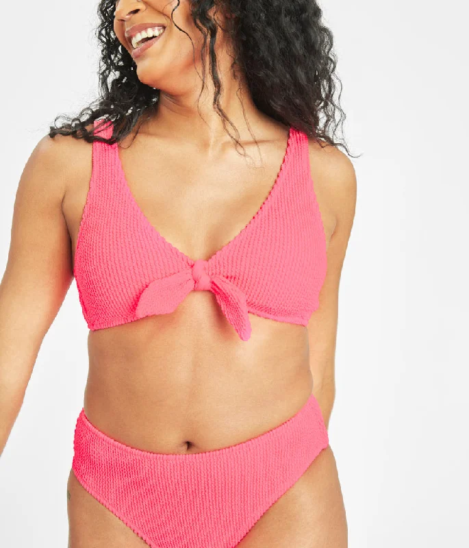 Women's Mesh - Inserted Swim Tops in Black for a Sexy and Modern Beach EnsembleThe Swim Ruched Plunge Bralette: Electric Pink Women's Mesh - Inserted Swim Tops in Black for a Sexy and Modern Beach EnsembleThe Swim Ruched Plunge Bralette: Electric Pink