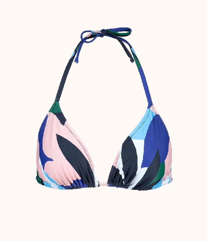 Women's Halter Neck Swim Tops with Tie - Back in Neon Colors for a Bold Summer VibeThe Swim Triangle: Retro Floral
