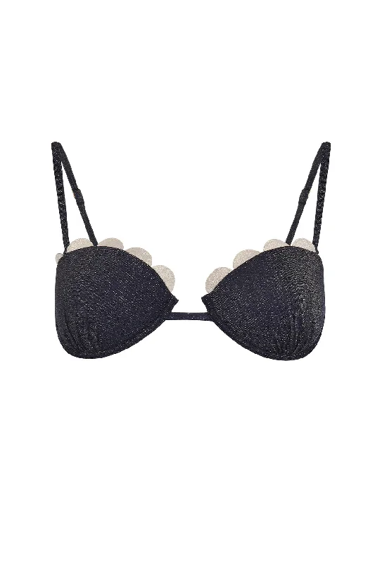 Women's Metallic - Trimmed Swim Tops in Gold for a Glamorous Beach PartyTop Nebula shades