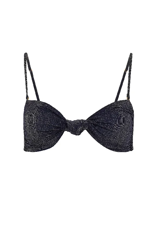 Women's Seersucker - Textured Swim Tops in Light Blue for a Preppy Beach AestheticTop Starry night