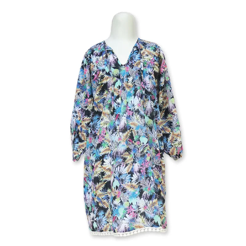 Romper - style cover ups for a trendy and functional beach optionTropical Bird Black Kaftan Romper - style cover ups for a trendy and functional beach optionTropical Bird Black Kaftan