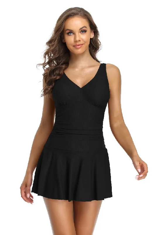 Plus Size Women's Wrap - Style One - Pieces in Burgundy with Belt for a Figure - Flattering OptionV Neck Waffle Weave Pattern Ruched Swim Dresses Plus Size Women's Wrap - Style One - Pieces in Burgundy with Belt for a Figure - Flattering OptionV Neck Waffle Weave Pattern Ruched Swim Dresses