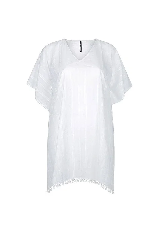 Button - down cover ups for a versatile and easy - to - wear optionWhite Cotton Kaftan Button - down cover ups for a versatile and easy - to - wear optionWhite Cotton Kaftan