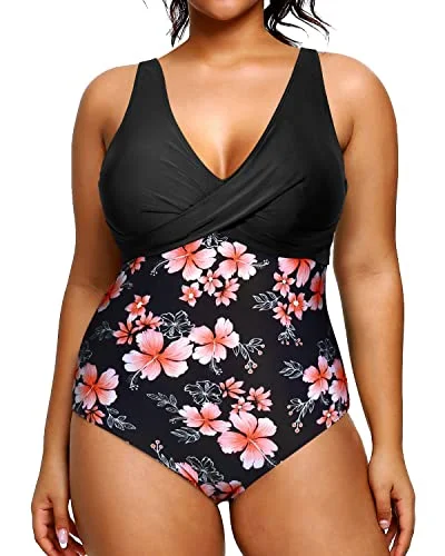 Women's Strapless One - Pieces in Royal Blue with Beaded Accents for a Formal EventPlunge Deep V-Neck Plus Size Swimsuit For Women-Black Flower Women's Strapless One - Pieces in Royal Blue with Beaded Accents for a Formal EventPlunge Deep V-Neck Plus Size Swimsuit For Women-Black Flower