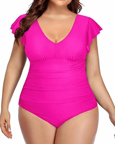 Women's Cargo - Style One - Pieces in Khaki with Pockets for a Practical and Stylish Outdoor LookTummy Control Plus Size Swimwear Plus Size Swimsuits For Women-Neon Pink Women's Cargo - Style One - Pieces in Khaki with Pockets for a Practical and Stylish Outdoor LookTummy Control Plus Size Swimwear Plus Size Swimsuits For Women-Neon Pink
