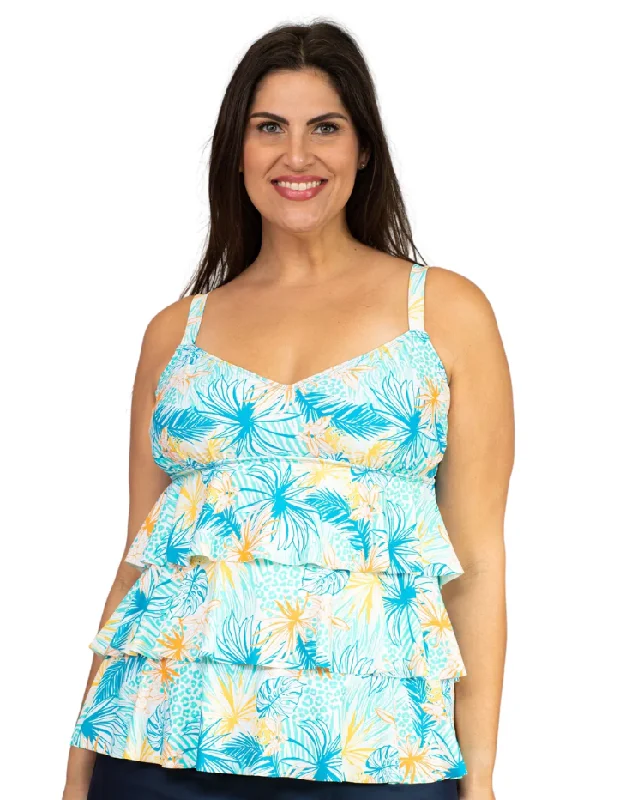 Plus Size Women's One - Shoulder Swim Tops in Pink with Ruching for a Figure - Flattering DesignWomens Tankini